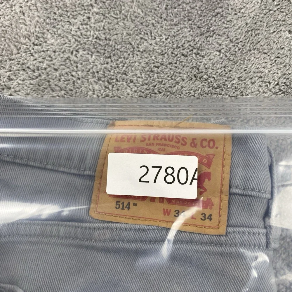 Levis 514 Slim Straight Jeans Mens‎ 34x34 Gray Mid Rise